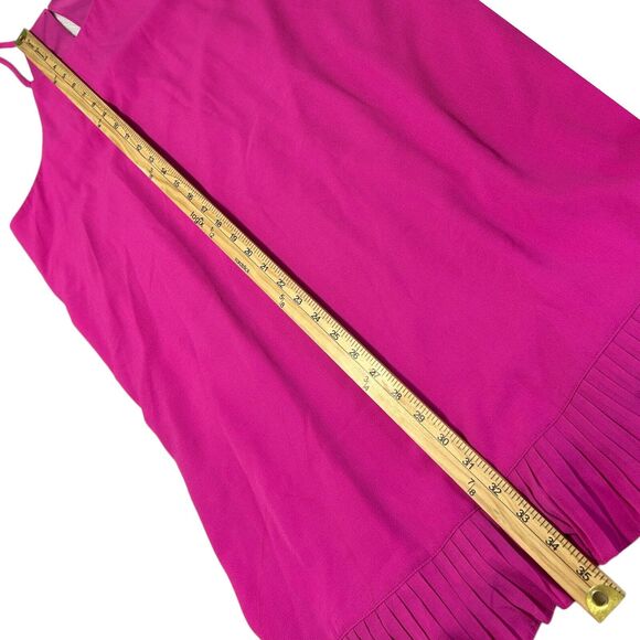 NWT She + Sky Pleated Hem Halter Dress Fuchsia Pink Size M Keyhole Midi Preppy - Picture 11 of 11